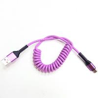Кабель Usb Micro спиральный, 1 м, розовый