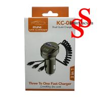 KC-08 Dual Quick Charger — автомобильное быстрое зарядное 3-в-1