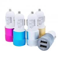 Автозарядка 2 USB/2.1А  метал цветной, автомобильная зарядка для телефона