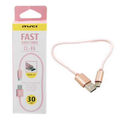 Awei CL-85 Type-C - USB текстильный кабель, 30 см