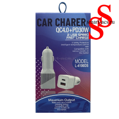 Автомобильное зарядное устройство QC4.0 + PD 30W (L-4100DS)