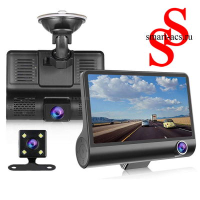 Видеорегистратор с тремя видеокамерами Video CarDVR Full HD 1080P 