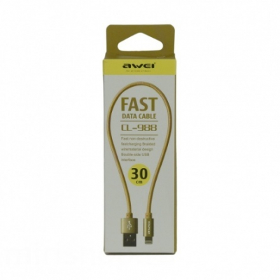 Кабель Lightning Fast Data Cable AWEI CL-988, длина 30 см