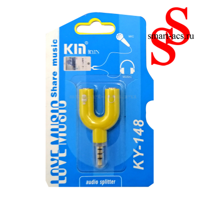 Переходник KIN KY-148 с 2 вх. 3.5 mm на 1 вых. 3.5 mm