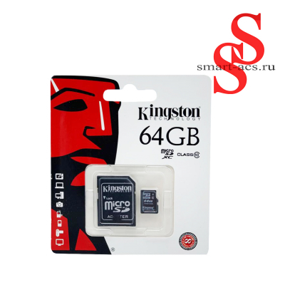  Карта памяти Kingston microSDHC Class 10 64 ГБ с адаптером SD — высокая скорость передачи
 • Kingston microSD 64 GB Class 10 — карта памяти для фото, видео и музыки
