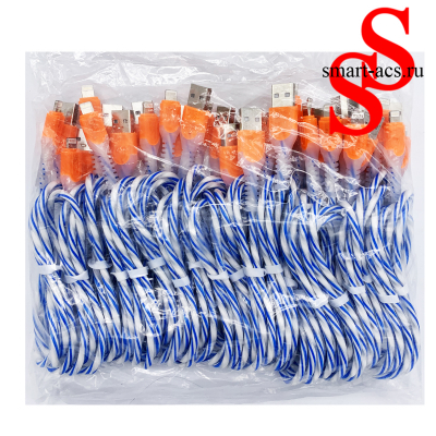 USB Data Кабель Lightning УП.20 ШТ (бело-синий)