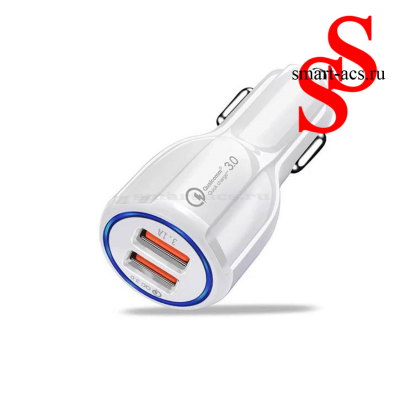 Автомобильное зарядное устройство на 2 USB QC3.0/3.1A с функцией быстрой зарядки