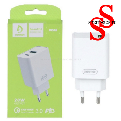 Сетевое зарядное устройство Denmen DC08 QC3.0 QC3.0 (Type-C + USB)