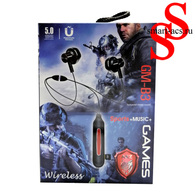Hаушники Bluetooth SPORTS + MUSIC + GAMES GM-B3
