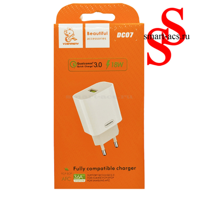 БЛОК СЗУ DENMEN DC07 QC3.0 (1USB 3.6A 18W)